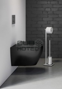 Roll holder with toilet brush Zack CARVO Inox